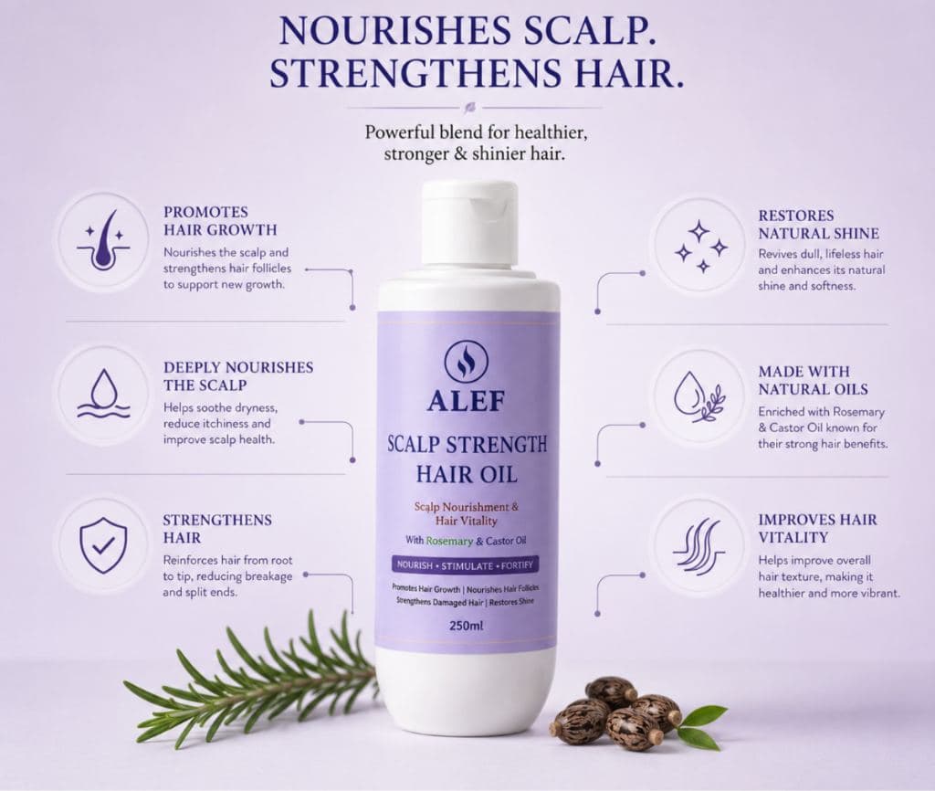 ALEF Scalp Strength Hair Oil with Rosemary & Castor Oil - 250ml